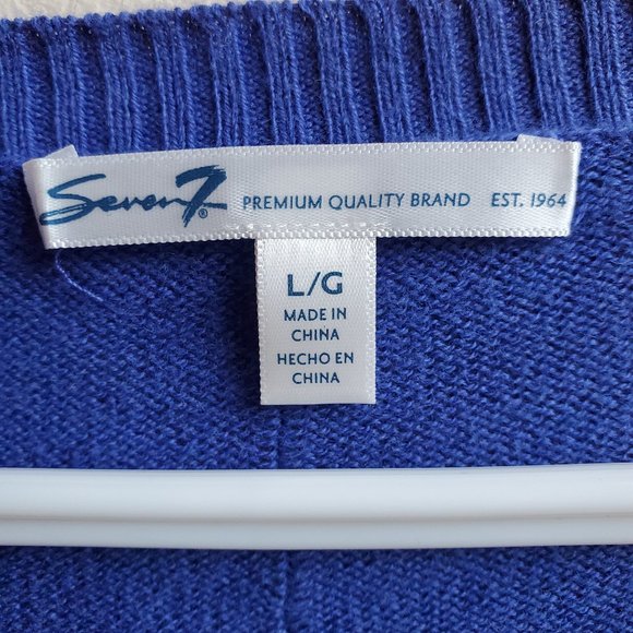 Seven7 Royal Blue/Purple Scoop Neck Cotton/Cashmere Sweater Size Large - Picture 8 of 16